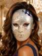 Blue Checkered Full-Face Masquerade Mask - Silver and White - view 4