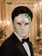 Green Checkered Full-Face Masquerade Mask - Silver and White - view 5