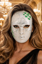 Green Checkered Full-Face Masquerade Mask - Silver and White - view 2
