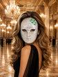 Green Checkered Full-Face Masquerade Mask - Silver and White - view 4