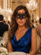 Black Cat Masquerade Mask for Women with Purple Crystals - view 4