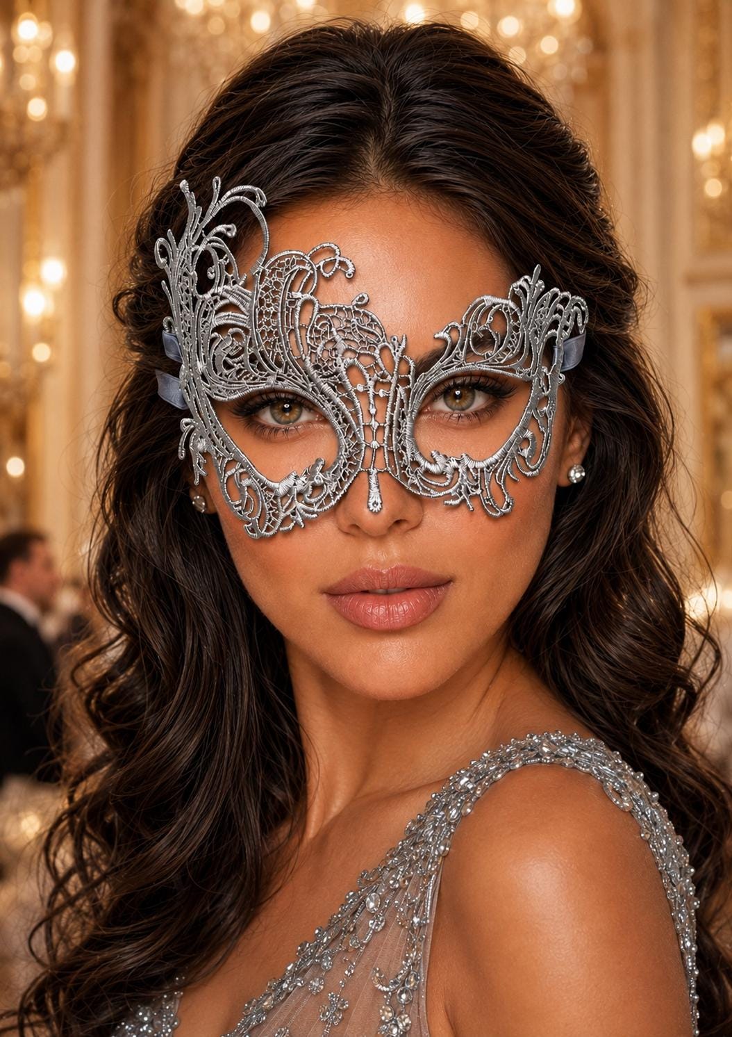 Silver Swan Lace Masquerade Mask for Women - view 2