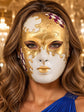 Purple Checkered Full-Face Masquerade Mask - Gold and White - view 2