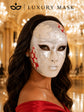 Red Checkered Full-Face Masquerade Mask - Silver and White - view 4