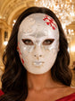 Red Checkered Full-Face Masquerade Mask - Silver and White - view 2