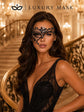 Black Phantom Masquerade Mask for Women with Clear Rhinestones - view 4