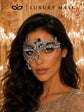 Antique Silver Phantom Masquerade Mask for Women with Black Stones - view 2