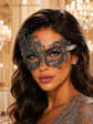 Silver Chrome Swan Lace Masquerade Mask for Women - view 6