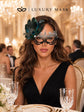 Silver and Black Peacock Feather Masquerade Mask for Women - view 4