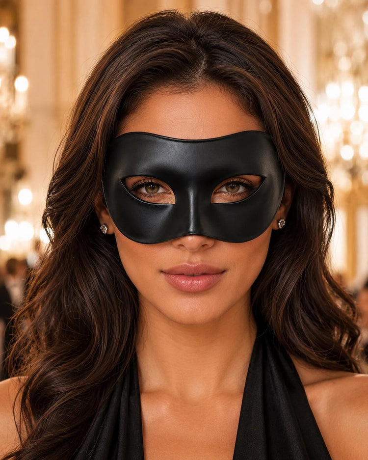 Black Masquerade Mask for Women - Classic Venetian Half Face Eye Mask
