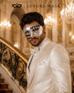 Black Masquerade Mask for Men - Silver Half-Checkered Noir Venetian Design - Image 4