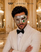 Green Masquerade Mask for Men - Antique Silver Venetian Eye Mask - Image 3
