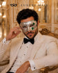Green Masquerade Mask for Men - Antique Silver Venetian Eye Mask - Image 4