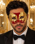 Red Masquerade Mask for Men - Gold Musical Venetian Sheet Music Design