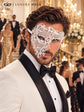 White Phantom Masquerade Mask for Men with Rhinestones - view 4