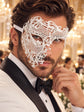 White Phantom Masquerade Mask for Men with Rhinestones - view 2