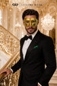 Green Masquerade Mask for Men - Antique Gold Venetian Eye Mask - Image 4