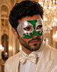 Green Masquerade Mask for Men - Silver Musical Venetian Sheet Music Design - Image 2