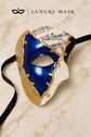 Blue Masquerade Mask for Men - Gold Musical Phantom One-Eye Venetian Design - Image 4