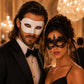 White and Black Couples Masquerade Mask Set - Lace and Venetian - front view