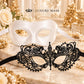 White and Black Couples Masquerade Mask Set - Lace and Venetian - view 6