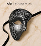 Black Masquerade Mask for Men - Silver Glitter Phantom One-Eye Venetian Design - Image 5