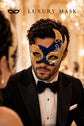 Blue Masquerade Mask for Men - Gold Musical Venetian Artistic Design - Image 4