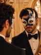 Blue Masquerade Mask for Men - Silver Musical Venetian Two-Tone Design - Image 4