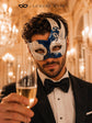 Blue Masquerade Mask for Men - Silver Musical Venetian Two-Tone Design - Image 3