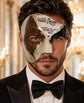 Silver Masquerade Mask for Men - Mocha Brown Musical Venetian Sheet Music Design