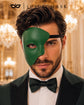 Green Masquerade Mask for Men - Phantom of the Opera One-Eye Venetian Mask