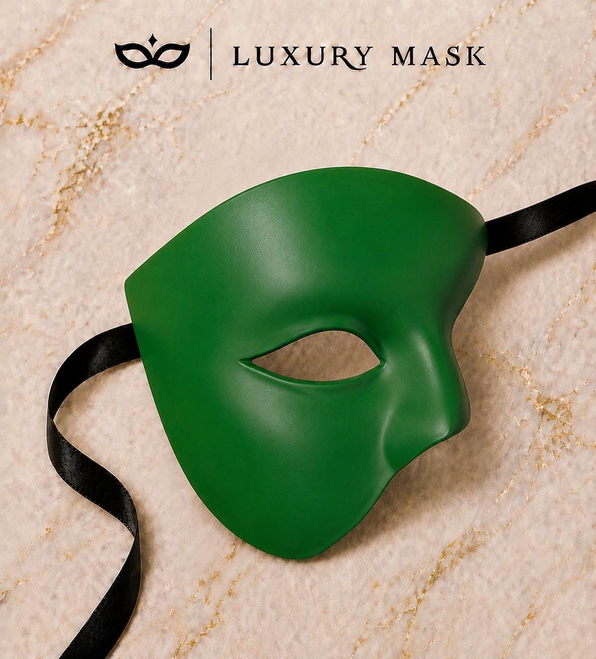 Green Masquerade Mask for Men - Phantom of the Opera One-Eye Venetian Mask - Image 5