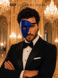 Blue Masquerade Mask for Men - Phantom of the Opera One-Eye Venetian Mask - Image 4