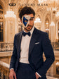 Blue Masquerade Mask for Men - Silver Musical Phantom One-Eye Venetian Mask - Image 4