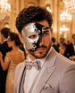 Black Masquerade Mask for Men - Silver Musical Phantom One-Eye Venetian Mask - Image 2