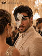 Black Masquerade Mask for Men - Silver Musical Phantom Mask with Crack Detailing - Image 3