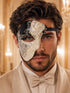 Black Masquerade Mask for Men - Silver Musical Phantom Mask with Crack Detailing