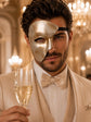 Silver Masquerade Mask for Men - Phantom of the Opera One-Eye Venetian Design - Image 2