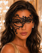 Black Masquerade Mask for Women - Metallic Venetian Filigree Half Face Eye Mask
