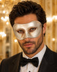 Silver Masquerade Mask for Men - Classic Venetian Half Face Design