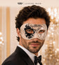Black Masquerade Mask for Men - Silver Musical Venetian Sheet Music Design - Image 2