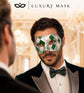 Green Masquerade Mask for Men - Silver Checkered Venetian Diamond Design - Image 4