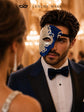 Blue Masquerade Mask for Men - Silver Musical Phantom One-Eye Venetian Mask - Image 2