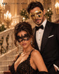 Gold & Black Couples Masquerade Mask Set | Gold Classic Venetian Mask for Men and Elegant Black Lace Mask for Women product view 5