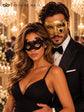 Gold Classic Venetian Mask for Men & Black Elastic Lace Mask for Women | His and Hers Couples Masquerade Mask Set product view 2