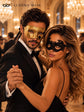Gold Classic Venetian Mask for Men & Black Elastic Lace Mask for Women | His and Hers Couples Masquerade Mask Set product view 5