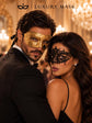 Gold Classic Venetian Mask for Men & Black Lace Mask for Women | Elegant His and Hers Couples Masquerade Mask Set product view 5