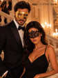 Gold Classic Venetian Mask for Men & Black Lace Mask for Women | Elegant His and Hers Couples Masquerade Mask Set product view 6