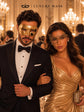 Gold Classic Venetian Mask for Men & Gold Phantom Lace Mask for Women | Matching Gold Couples Masquerade Mask Set product view 4