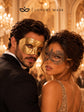 Gold Couples Masquerade Mask Matching Set | Classic Venetian Mask for Men & Elegant Gold Lace Mask for Women product view 2